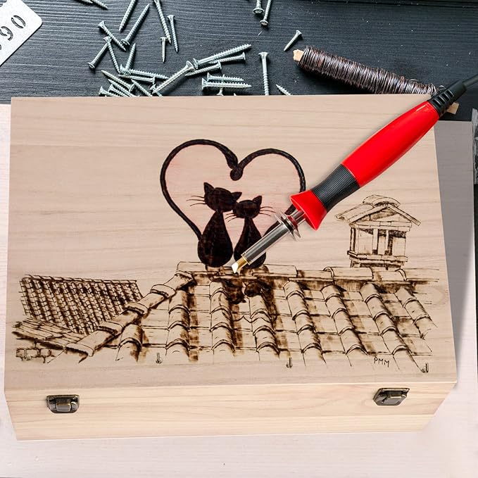 Wesiti 2 Pcs Unfinished Wooden Box 14 x 10 x 6.5 Inch Treasure Chest Craft Box with Hinged Lid Rustic Large Paint Box Stash Crate for Storage Carving DIY Gift