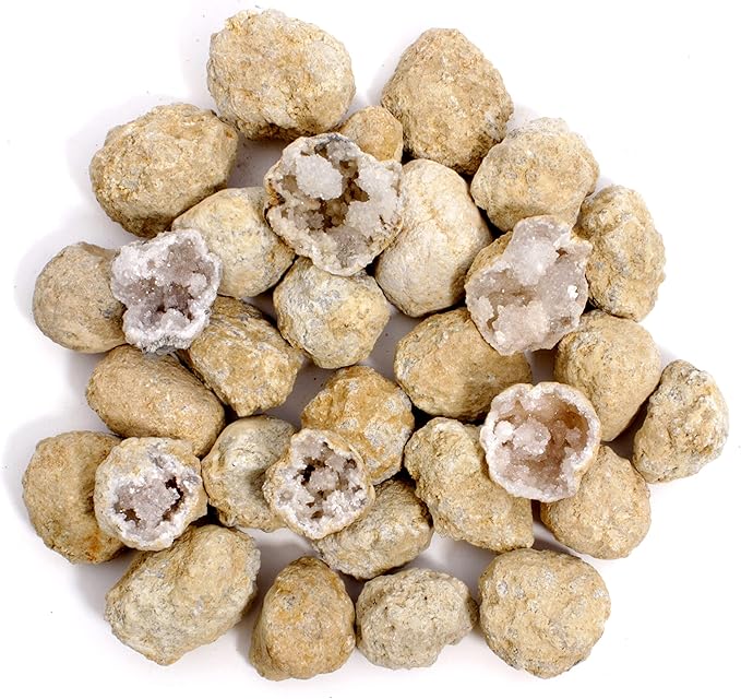 DANCING BEAR 25 Break Your Own Geodes, 90% Hollow, (Large 1.75-2.5") Crack Open & Discover Amazing Surprise Crystals Inside! Educational Info and Instructions Included, Fun Party Favors & Prizes