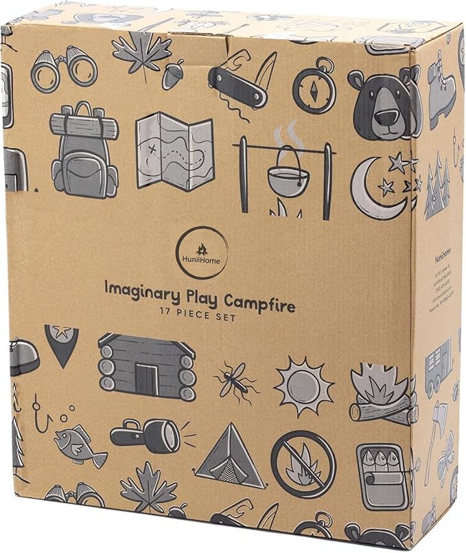 Pretend Campfire - Sensory Play Pretend Camping Set for Kids with Plush Fire, Logs and Stones - 17 Pieces - Safe, Soft, Fake Fire Pit - Felt Toy Campfire Playset for Kids
