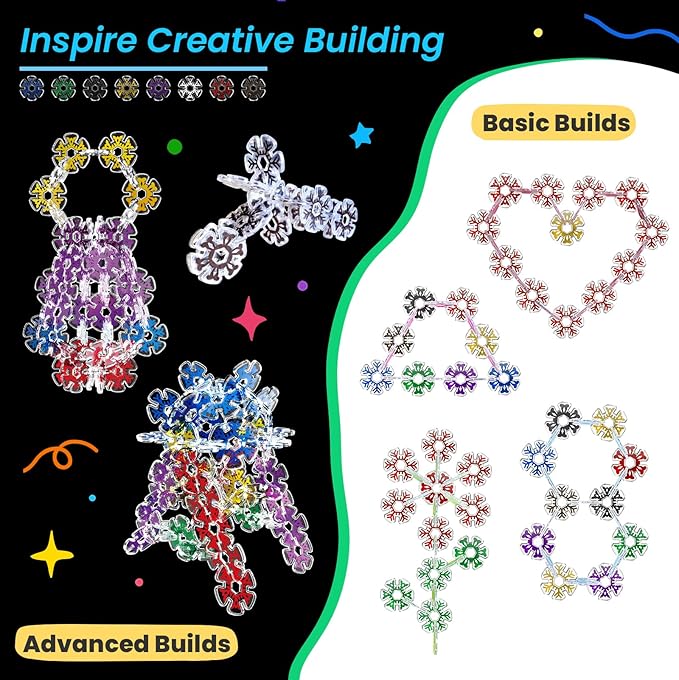 Building Chips of Snowflakes, Translucent Interlocking Discs Toy, Learning Construction Block Toys, 240PCS STEM Brain Development Playset for Girls and Boys Aged 4+