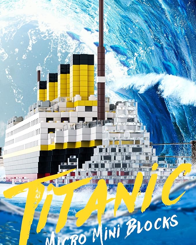 dOvOb Micro Mini Blocks Titanic Model Building Set with 2 Figure, 1872 Piece Mini Bricks Toy, Gift for Adults and Kids