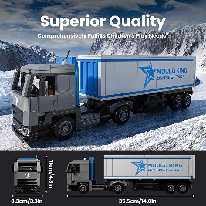 Mould King Container Truck Building Set, Realistic American Style Container Truck Model for Boys/Girls Ages 8+, 24070 STEM Toy Vehicles with Detailed Interior, Collectible Model for Adults (548 PCS)