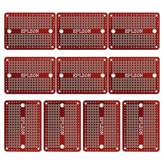 Solderable Breadboard Mini PCB Board Gold-Plated Solder Breadboard for DIY Electronics Projects Apply to Soldering Projects 2.0"x1.5" Mixed Color(Pack of 10 Pcs,RED)