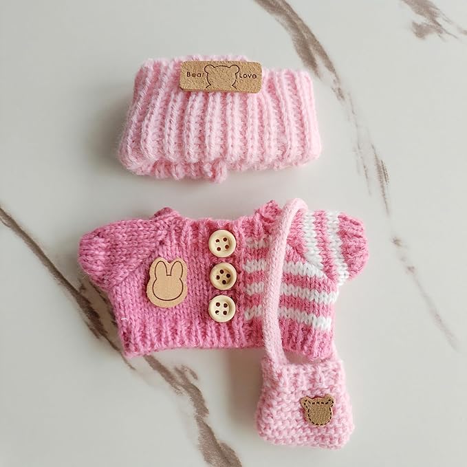 15cm & 17cm Doll Clothes Outfits Set - Premium Dress Up Bundle with Exquisite Accessories | Soft Fabric Fashion Doll Costume for 15-17cm Dolls (Pink)