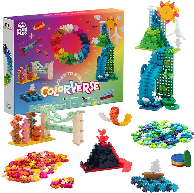 Plus Plus Learn to Build Colorverse Super Set, 3D Building Block Kit, Creative Stem Construction Toy for Kids, 1000 Mini Interlocking Pieces