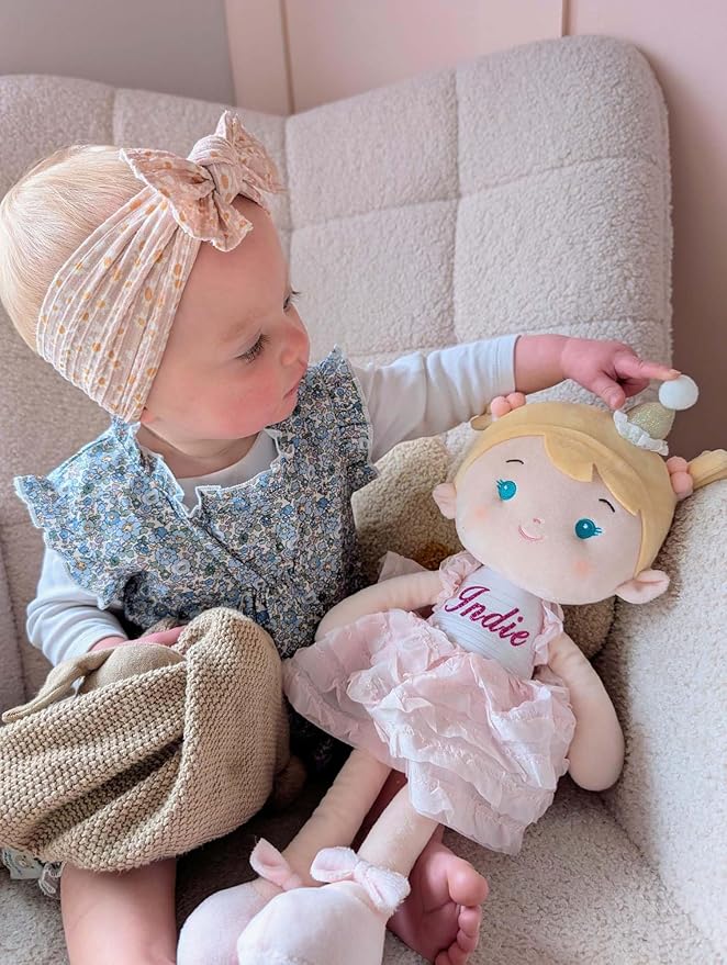 LeyaDoll Soft Baby Doll Toys (16''), My First Baby Rag Doll for 1 Year-Old Girl Birthday Gift, Christmas Plush Toys Gift for Toddler Kids Infants-Daydream-Princess-Wish