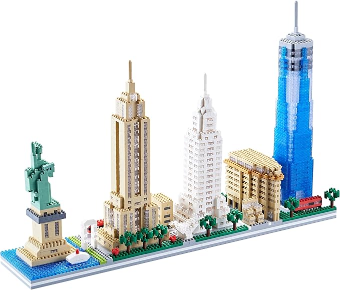 YaJie New York Skyline Micro Mini Blocks Building Set, Collection Model Kit - Detailed City Architecture Toy for Adults & Kids 14+（3452 Pcs）