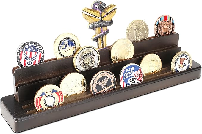 Display coin holder - 4 Rows challenge coin display coin holder(Coins not included) - Military Coin Display Stand