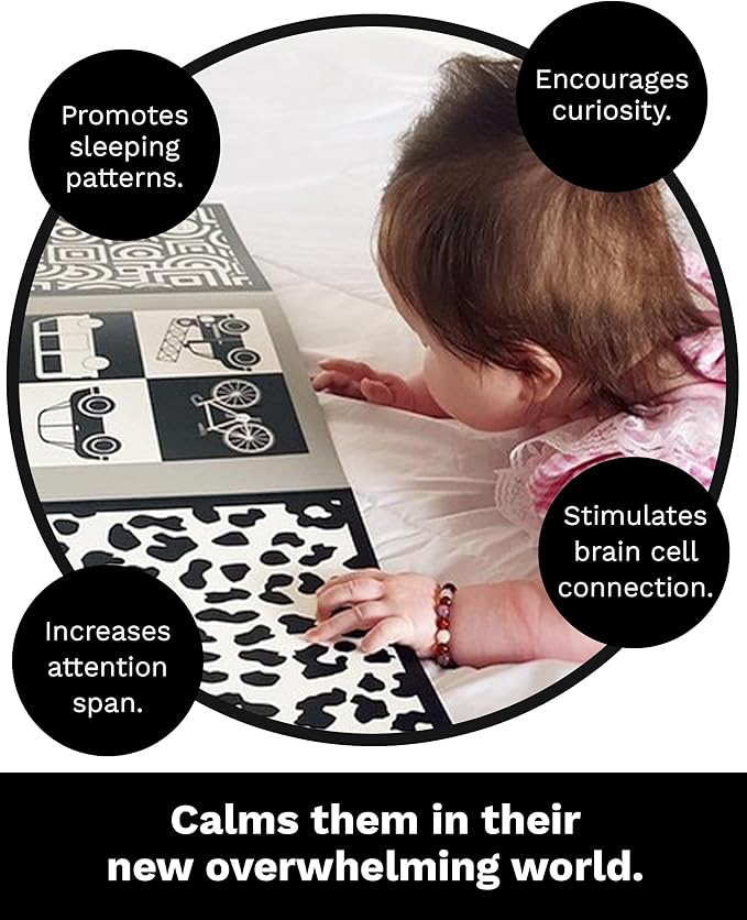 Samuel Sensory Board for Babies - Supersized Black and White Baby Cards for Developmental Newborn Tummy Time Toys - 100cm Newborn Black & White Toys for 0-3 Months & Older - Thick Stand Up Board No. 2