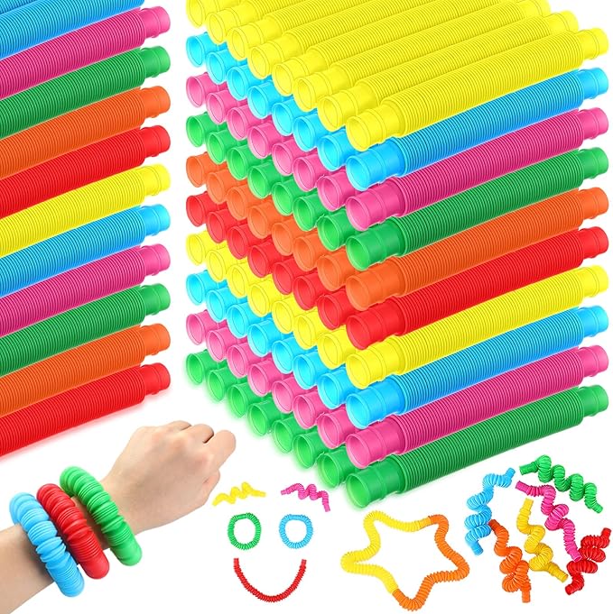 Jerify 300 Pcs Pop Tubes Sensory Toys Party Favors for Kid Fidget Toy Sensory Learning Tubes for Anxiety Goodie Bag Stuffers School Classroom Prizes Gift Adults Stress Relief Birthday Halloween Party