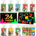 24 Pack Christmas Scratch Art Party Favors for Kids - Rainbow Scratch Paper with Christmas Scratch Off Cards Easter Birthday Goodie Bags Stuffers - Winter Holiday Gifts DIY Classroom Prizes