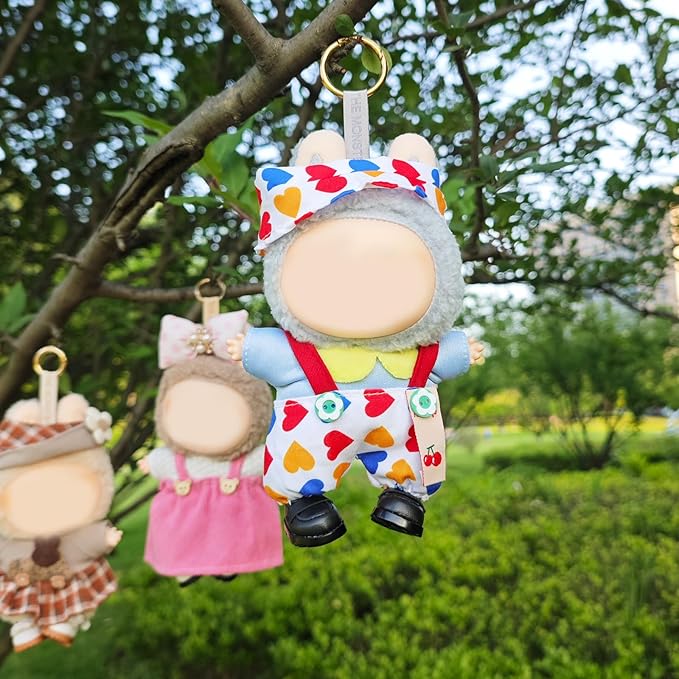 Clothes for 17cm Doll, 3 PCS Cute Love Hat & Jumpsuit Set, Dress up Outfit Exquisite Accessories for Dolls