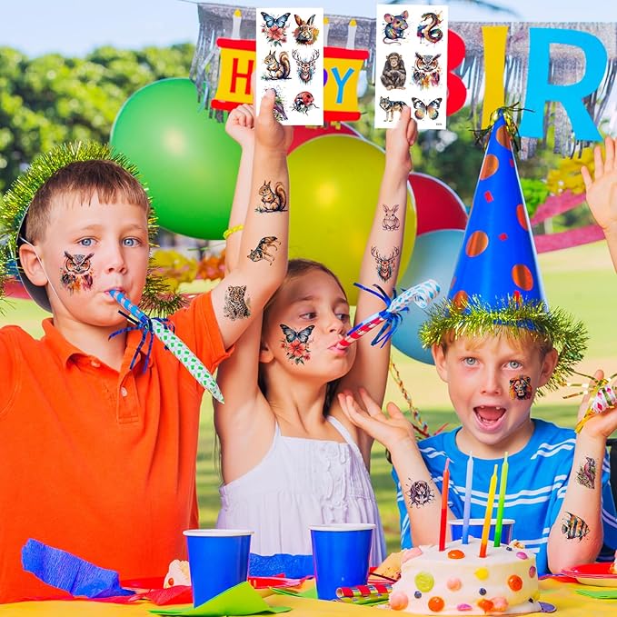 160 PCS 30 Sheets Watercolor Animals Temporary Tattoos for kids - Individually Cute Animals Temporary Tattoos Stickers for Girls Boy Body Arm Shoulder Birthday Party Supplies Gifts for Kids