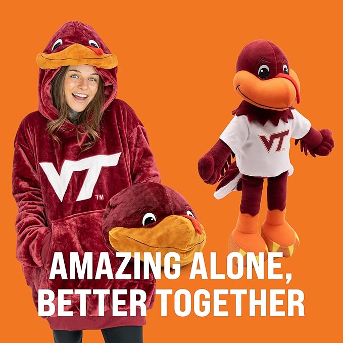 Playtime by Eimmie 14" Virginia Tech University Plush Doll – Soft Rag Doll Mascot for College Football Fans, Sports-Themed Plush Figure for Kids, Toddlers & Collectors, Surface Washable