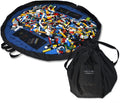 Lay-n-Go 2-in-1 Small Portable Drawstring Toys Storage Organizer and Play Mat for Room and Travel, Made for Kids and Toddlers with a Durable Patented Design