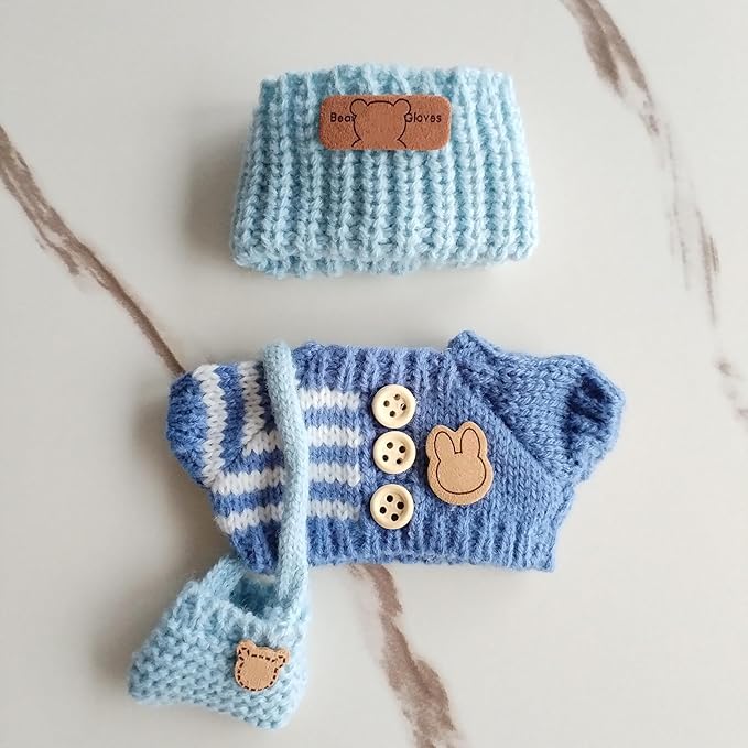 15cm & 17cm Doll Clothes Outfits Set - Premium Dress Up Bundle with Exquisite Accessories | Soft Fabric Fashion Doll Costume for 15-17cm Dolls (Blue)