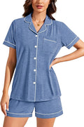 SWOMOG Womens Button Down Pajamas Set Short Sleeve Sleepwear Bride Soft Pj Lounge Sets XS-3XL