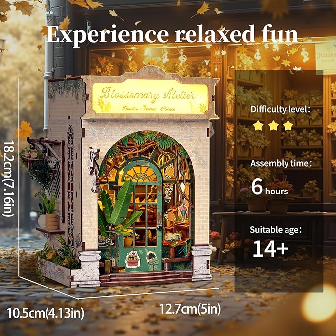 Flower Shop Miniature House Kit,DIY Miniature Dollhouse Kit with LED & Furniture,Mini Diorama House Building Kit for Adults Teens,3D Wooden Crafts Tiny House Mini Model Kit,Home Decor Birthday Gifts