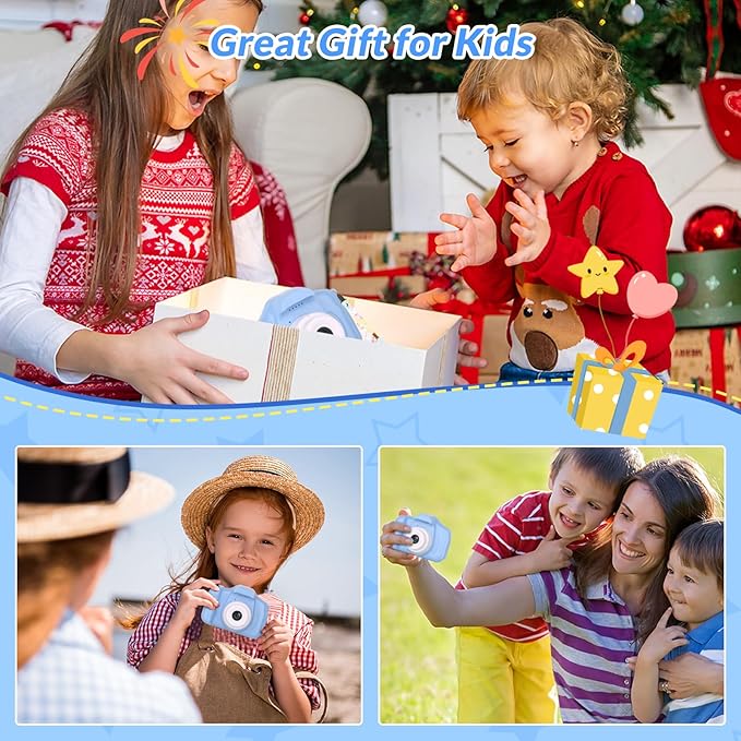 Mafiti Kids Camera,26MP HD Mini Selfie Digital Camera for Kids,Toddler Camera1080P Video,Outdoor Toy for Holiday,Birthday Xmas Gift for 3-8 Years Old Girl Boy,Blue