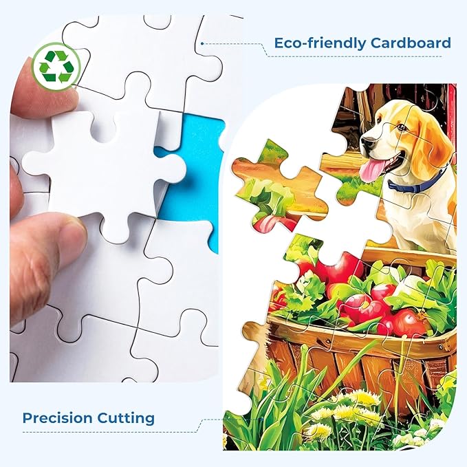 Puzzles for Adults 500 Pieces,Spring Farm Vegetable Theme Puzzle for Adults,500 Pieces Cute Golden Retriever Jigsaw Puzzles for Kids Seniors,Challenging Family Games & Holiday Party Gifts,20.5x15 in