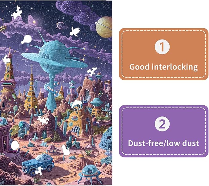 Alien Planet Jigsaw Puzzles for Adults 1000 Pieces, Brain Challenging Shaped Puzzle for Game Night Family Friends, Size 26.6 x 19.2, Monsters Purple World