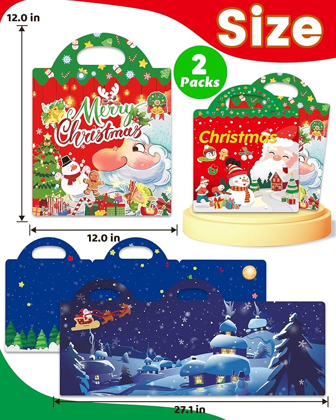 Reusable Sticker Book for Toddlers 2-4 Years, Stickers for Kids, Toddler Sticker Book Ages 1-3, Toddler Craft Activities, Toddlers Travel Toys Ages 2+ Boy Girl Birthday Gifts - Christmas