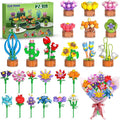 24 Pack Flowers Party Favors for Kids Building Set - 827PCS Succulents 3.6MM Mini Building Blocks Toy for Easter Basket Stuffers, Classroom Prizes, Mother's Day Birthday Gift for Girl Boy Ages 6+