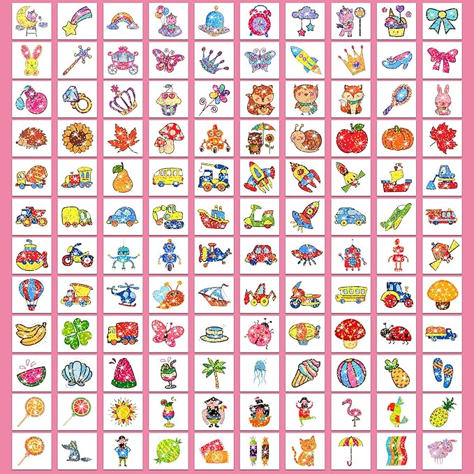 Partywind 408 Glitter Styles Kids Temporary Tattoos for Boys Girls, Individually Wrapped Tattoo Stickers for Kids Party Goodie Bag Stuffers, Birthday Party Supplies Favors for Children Games
