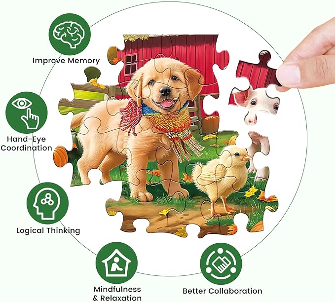 Puzzles for Adults 500 Pieces Jigsaw Puzzle Pig Dog Puzzles for Adults Teens Kids Colorful Animals Puzzle Challenging Puzzle Family Games Precision-Cut Vibrant Imagery, 20.5 x 15 in