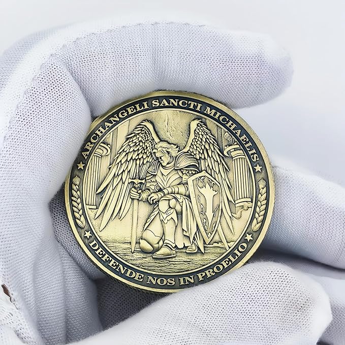 The Archangel Michael Challenge Coin Christian Coin Bible Verse Angel Coin As Catholic Gifts (Single Coin)
