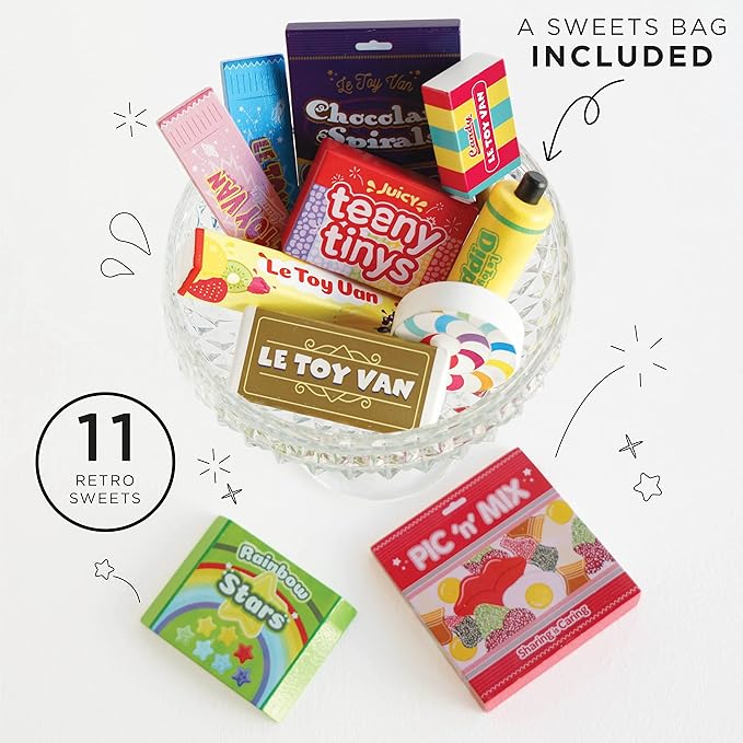 Le Toy Van - Pretend Play Wooden Candy Play Food Set | Kids Role Play Wooden Food Toy | Great As a Gift - Suitable for 2 Years + (TV335)