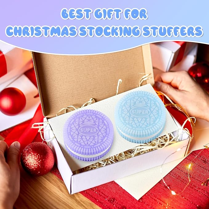 Sticky Cookie Squishies Fidget Toys Adults, Squeeze Toys for Autism, Stress Balls for Adults Fidgets Birthday Gifts(2 Pack Green Purple)