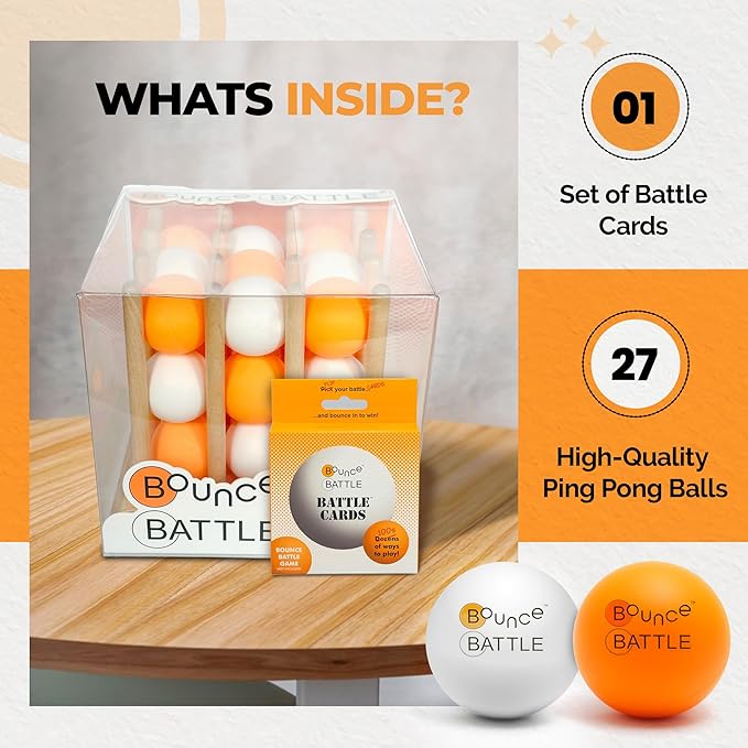 Wood Edition Game Set with 36 Battle Cards - an Addictive Game of Strategy, Skill & Chance - Multiplayer Fun Bounce Ball Games - Gifts for Teenage Boys & Girls
