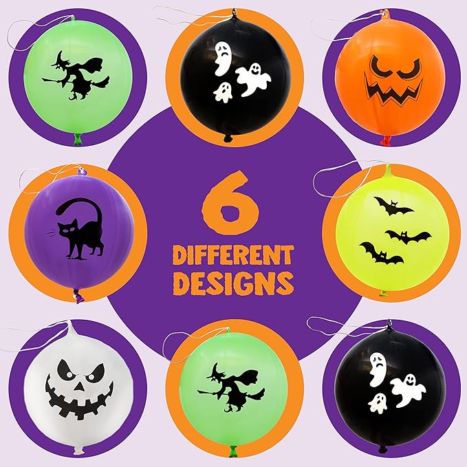 JOYIN 36 Pieces Halloween Punch Balloons for Kids Game Birthday Party Favor Supplies Decorations, Trick or Treat Toys, School Classroom Game Goodie Bags Stuffers
