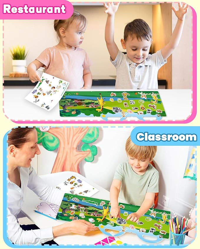 Reusable Sticker Book for Toddlers 2-4 Years, Stickers for Kids, Toddler Craft Activities, Toddler Travel Toys Ages 2+ Boy Girl Birthday Gifts
