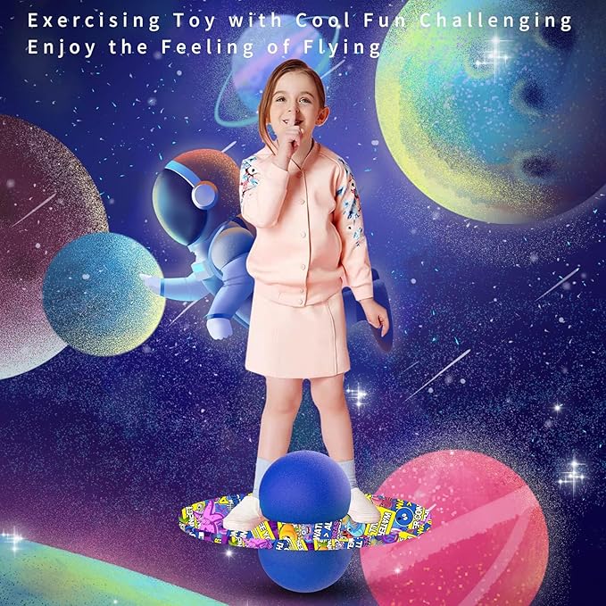 Pogo Ball for Kids & Adults Up to 200lb, Balance Coordination Trick Bounce Board Pop Ball Cool Fun Challenge Indoor Outdoor Toys Pogo Jumper Birthday Gifts for Boys Girls Halloween