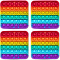 THE FIDGET GAME Popping Mats (4 Pack) - Sensory Toys for Kids with Autism, Stress or Anxiety - Rainbow Popper for Toddlers, Boys, Girls, & Adults