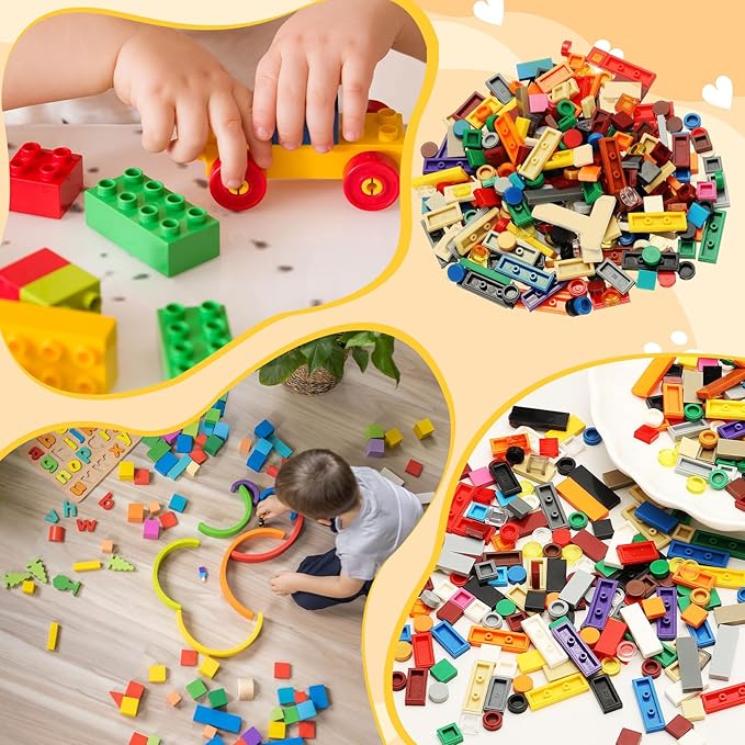 PATIKIL 555 Pcs Flat Blocks Bulk, 1x2 Square Light Gray Classic Tiles Smooth Surface Mini Building Blocks Accessories Compatible Bricks Kits for Building Floor Walls Mosaic Pixel Arts