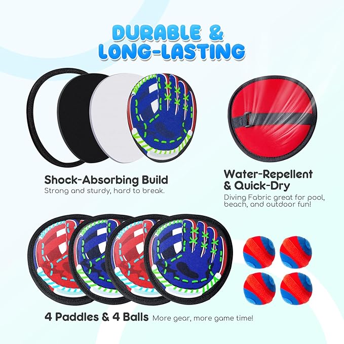 Playzap Toss and Catch Ball Set - Ultra Soft & Safe Toddler Baseball Gloves Designed for Pain-Free - Kids Games Toys Indoor Outdoor - Great for Yard Beach Pool - Gift for Boys Girls 2-4 5-7 8-10 Years