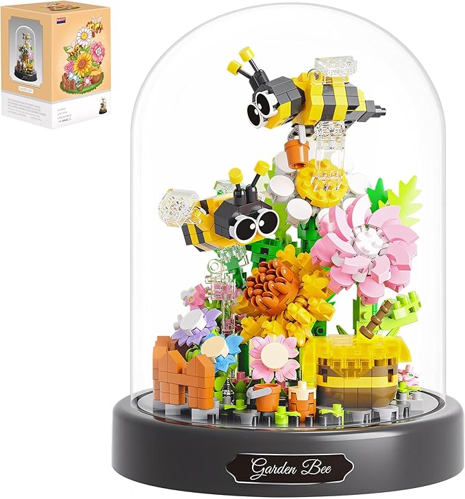 588 PCS Micro Brick Flower Bee Building Sets, Mini Blocks Animals Botanical Collection Blocks Model for Adult Toys, Home Decor and Office Art Creative Gift, for Teens Ages 6+ Kids