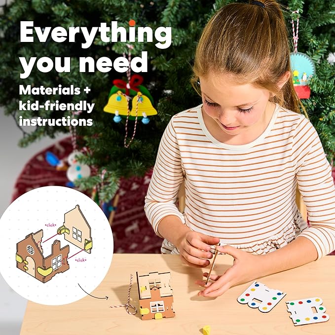 KiwiCo 12 Day Advent Ornaments | Build Your Own Christmas Tree Ornaments | Crackling Fireplace, Spinning Tree, Ringing Bells and More | 2025 Advent Ornaments for Ages 5+