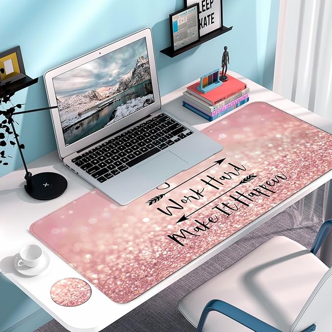 Stay Positive Desk Pad, Gaming Mouse Pad, Non-Slip Rubber Base, Stitched Edges，23.6x11.8 inch
