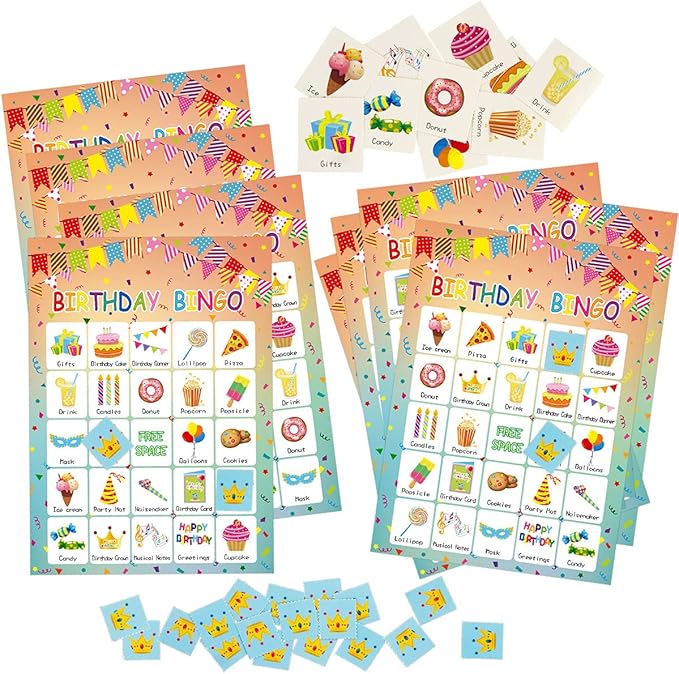 Fancy Land Birthday Bingo Game 24 Players for Kids Birthday Party Games for Kids Supplies