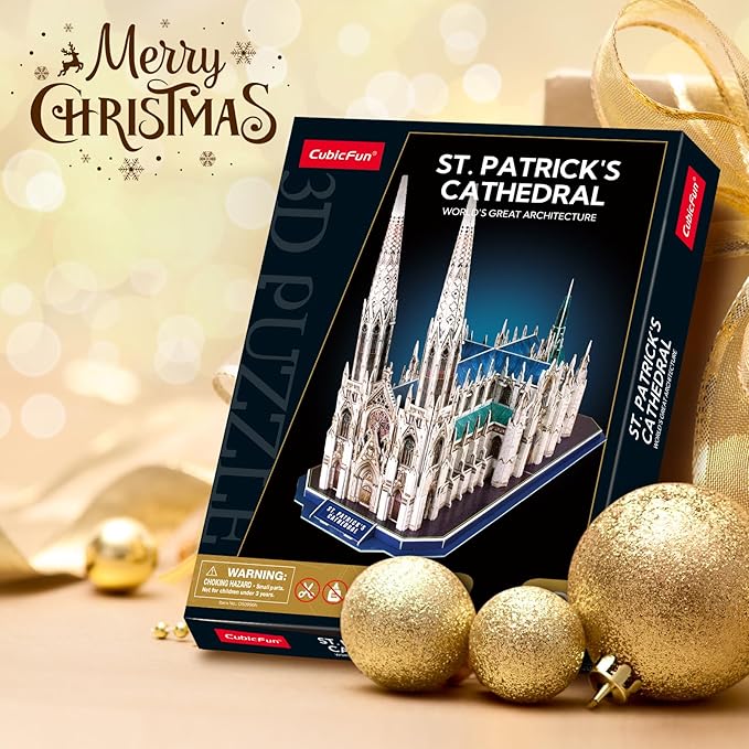 CubicFun 3D Puzzles for Adults St. Patrick's Cathedral Model Kits, New York Architecture Puzzles for Adults Building Toys for Kids Ages 10+, 117 Pieces with Booklet Easter Gifts Valentine's Day Gift