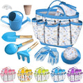 Kids Gardening Tool Set 18PCS Kids Toddler Gardening Set Includes Tote Bag Watering Can Apron Hat Rake Shovel Spoon Gloves Plant Pots and Labels, Outdoor Toys Gift for Boys Girls (Blue)