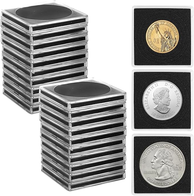 20 Pcs 20-40mm Acrylic Coin Collection Cases with Sponges, Adjustable Coin Holders, Silver Dollar Protection Cases for Collectors, Coin Collection Supplies(20/25/30/35/40mm)