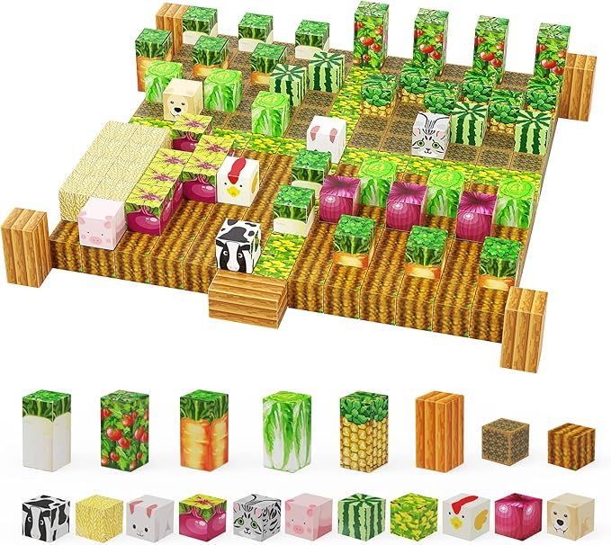 AESGOGO Magnetic Building Blocks, 97PCS Magnetic Tiles Stacking, Build Magnet Toys for Toddlers Kids 3+, STEM Montessori Sensory Birthday Gifts for Boys Girls Age 3 4 5 6 7 8
