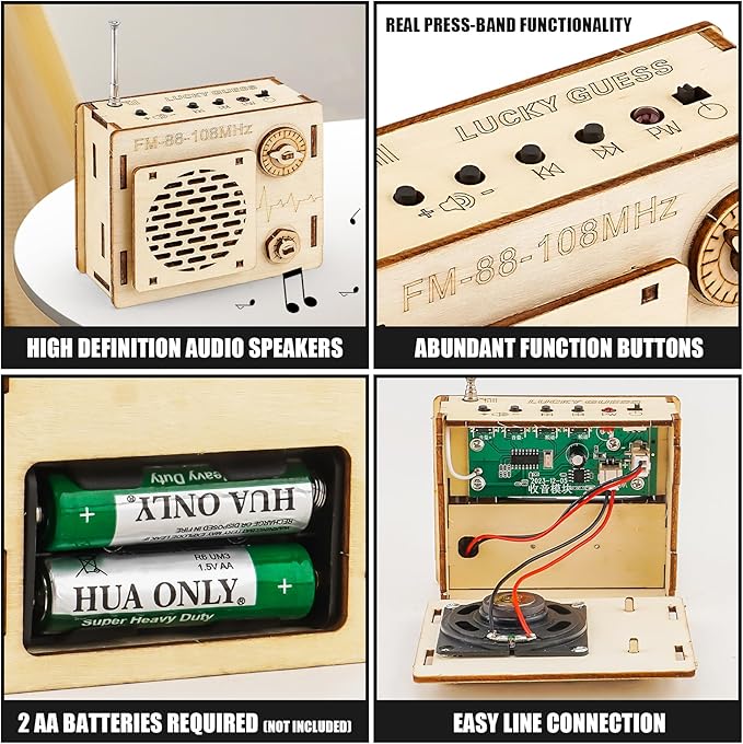STEM Projects for Kids & Adults, FM 88-108 MHz Radio Toy Set, DIY Science Experiment Electronics Kit, Beginner's Starter Set, Idea Gifts for Teenage Boy Girl