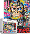 Tucocoo 1000 Piece Jigsaw Puzzles for Adults Graffiti Monkey Painting Jigsaw Puzzle Colorful Street Art Radio 1000 Pieces Puzzles for Challenging Family Activity Game Banksy Art DIY Puzzle Wall Decor