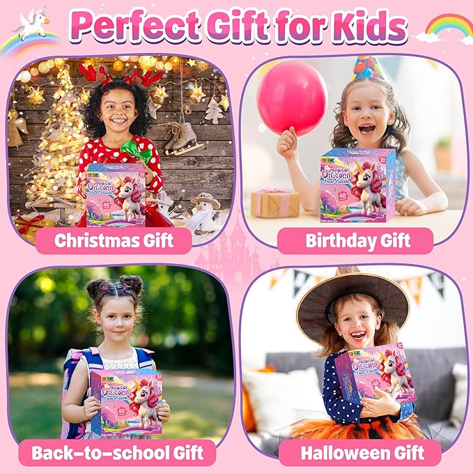 ZIZZ Unicorn Floor Puzzles for Kids Ages 3-5, 4-8 Years Old - Giant 48 Pieces Jigsaw Puzzles for Kids Ages 4-6 - Unicorn Toys for Girls - Puzzles for Toddlers - Girl Gifts for Birthday Christmas